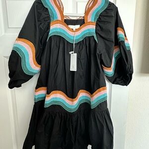 NWT Black Dress with Colorful Stripes